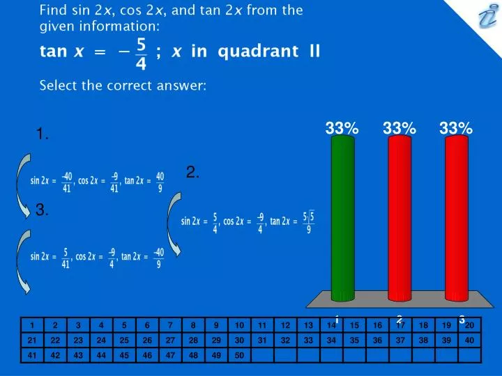 find sin 2x cos 2x and tan 2x from the given information image select the correct answer