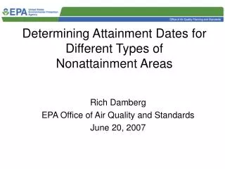 Determining Attainment Dates for Different Types of Nonattainment Areas