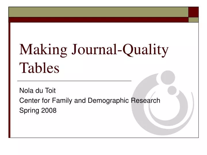 making journal quality tables