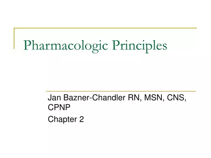 pharmacologic principles