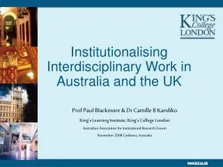 Institutionalising Interdisciplinary Work in Australia and the UK