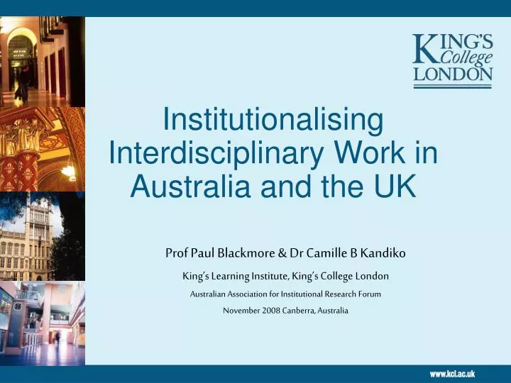 institutionalising interdisciplinary work in australia and the uk