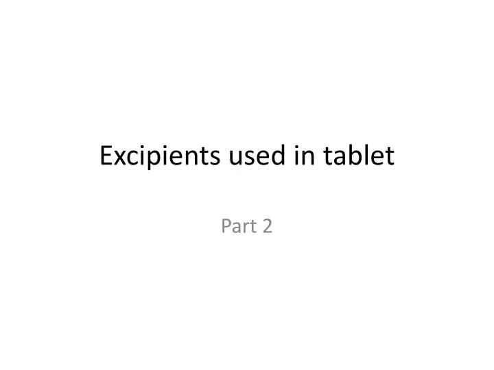 excipients used in tablet