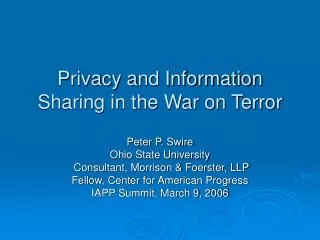 Privacy and Information Sharing in the War on Terror