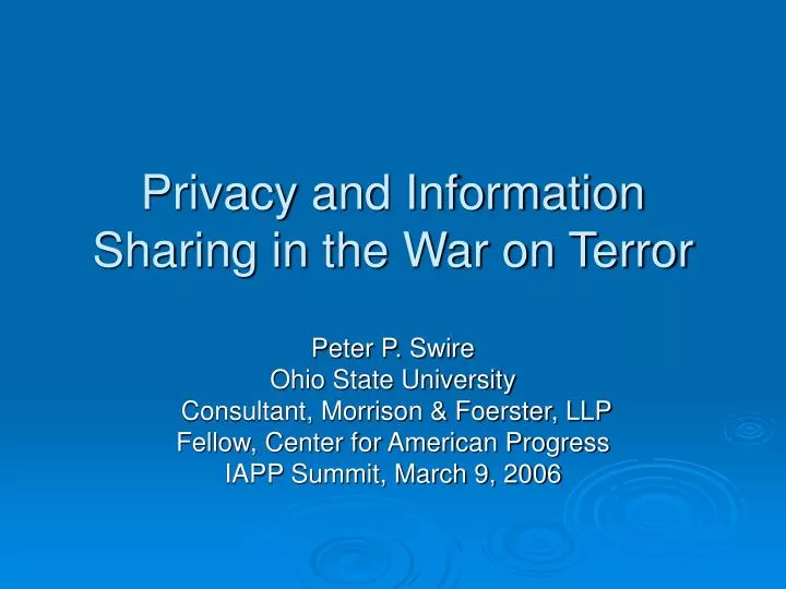 privacy and information sharing in the war on terror