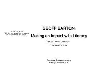 Thurrock Literacy Conference Friday, March 7, 2014