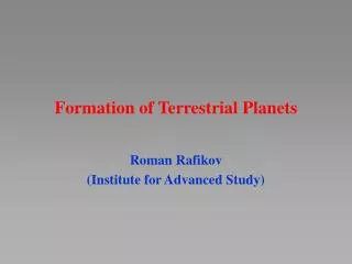 Formation of Terrestrial Planets