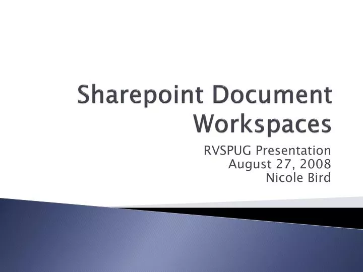 sharepoint document workspaces