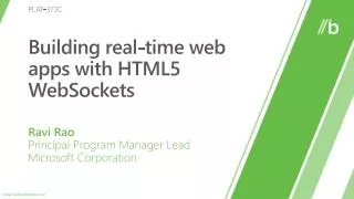 Building real-time web apps with HTML5 WebSockets