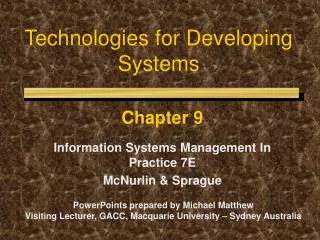Technologies for Developing Systems