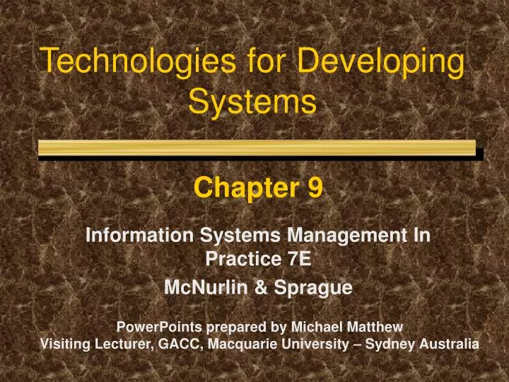 technologies for developing systems