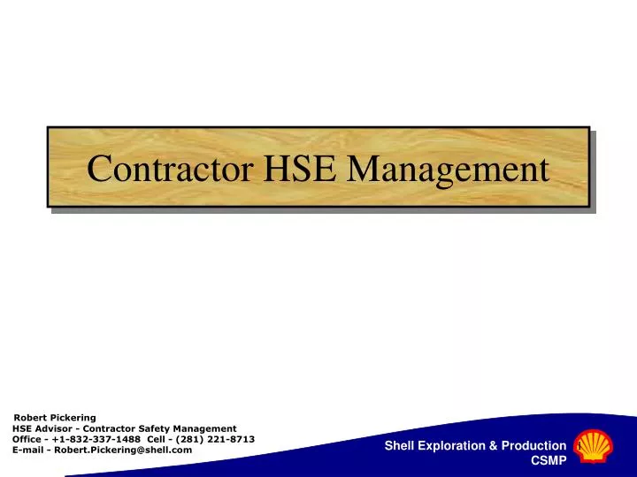 contractor hse management