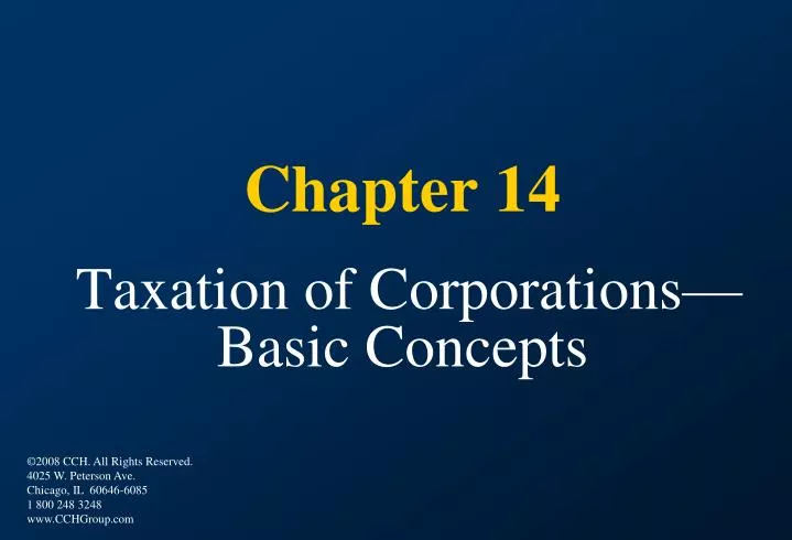 chapter 14 taxation of corporations basic concepts