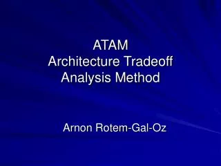 ATAM Architecture Tradeoff Analysis Method