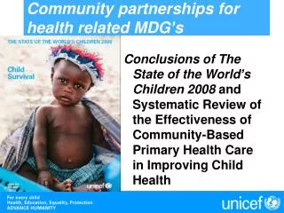 Community partnerships for health related MDG’s