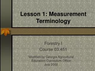 Lesson 1: Measurement Terminology