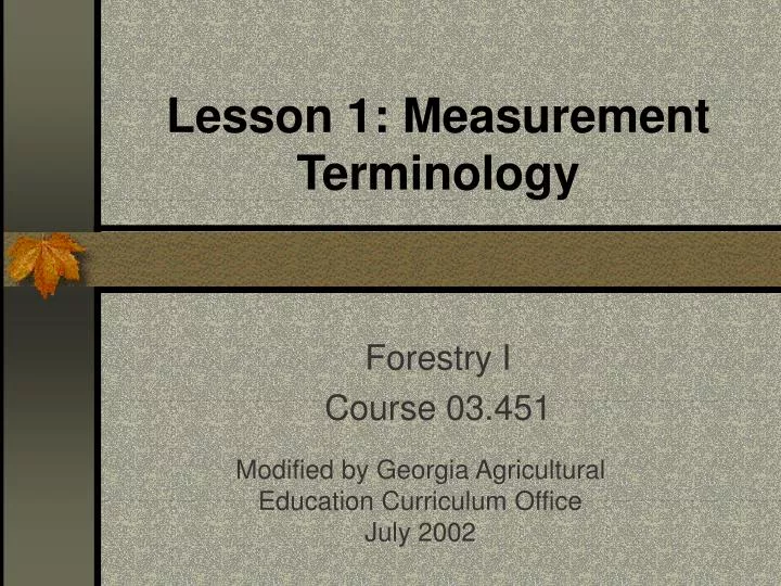 lesson 1 measurement terminology