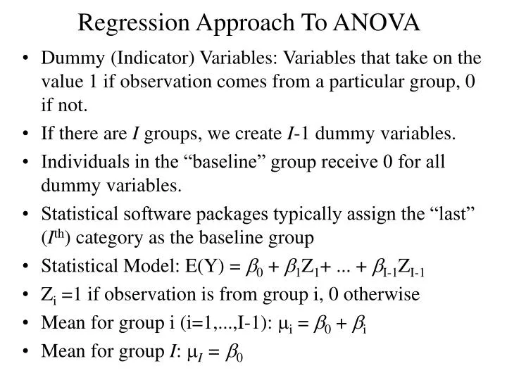 regression approach to anova