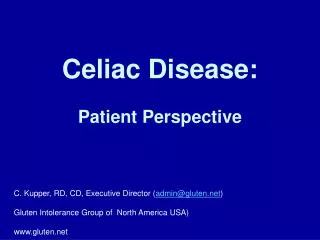 Celiac Disease: Patient Perspective