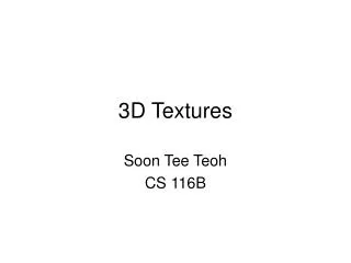 3D Textures