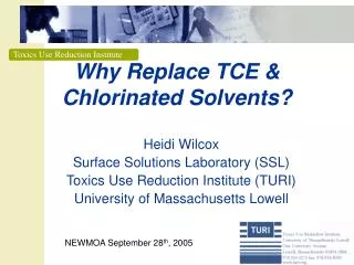 Why Replace TCE &amp; Chlorinated Solvents?