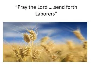 “Pray the Lord ….send forth Laborers”