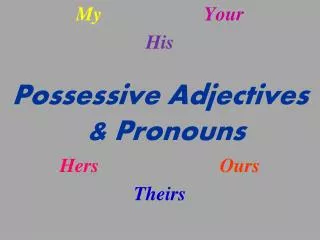 My Your His Possessive Adjectives &amp; Pronouns Hers Ours Theirs