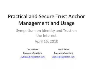 Practical and Secure Trust Anchor Management and Usage