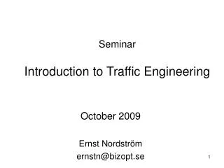 Seminar Introduction to Traffic Engineering