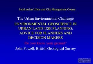 South Asian Urban and City Management Course