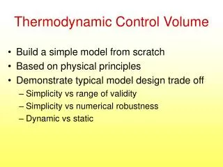 Thermodynamic Control Volume
