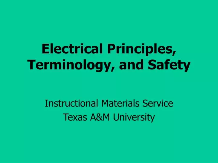 electrical principles terminology and safety