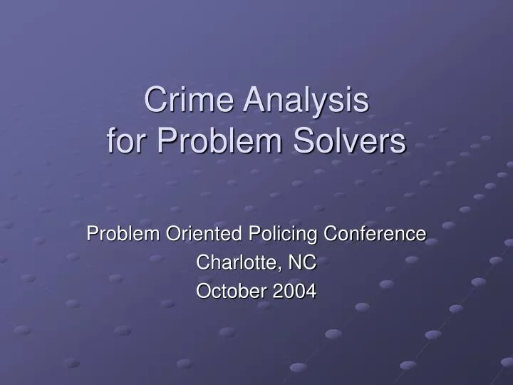 crime analysis for problem solvers