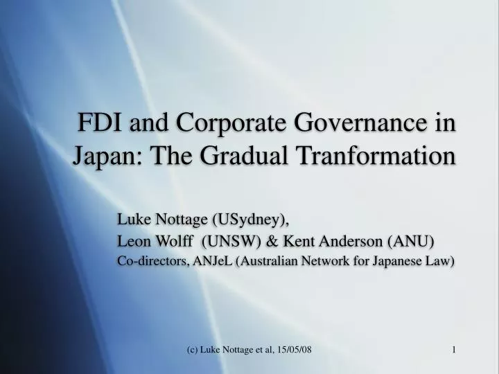 fdi and corporate governance in japan the gradual tranformation