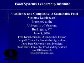 Food Systems Leadership Institute _____________________________________________________________________________________