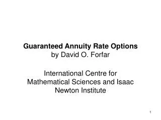 Guaranteed Annuity Rate Options by David O. Forfar