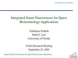 Integrated Smart Nanosensors for Space Biotechnology Applications
