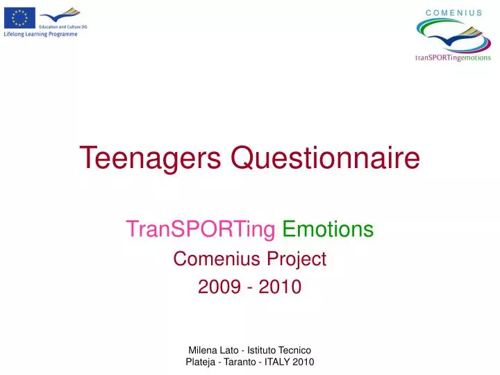 teenagers questionnaire