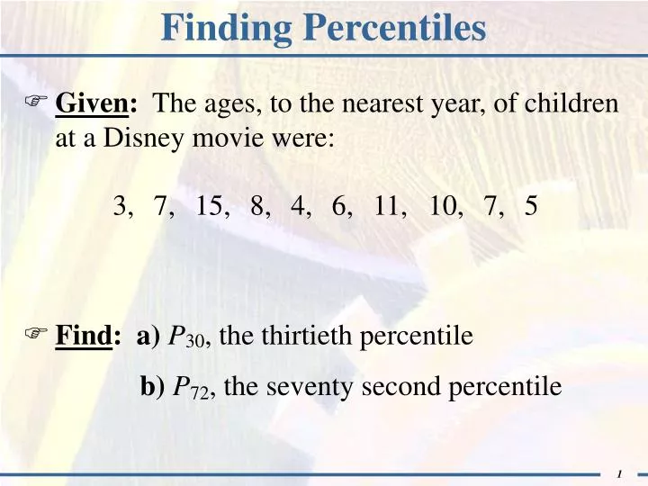 finding percentiles