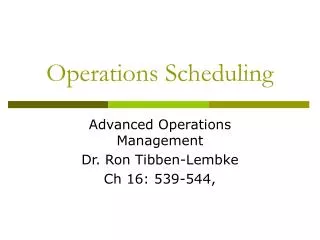 Operations Scheduling