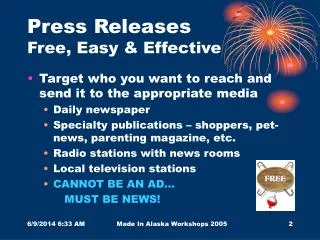 Press Releases	 Free, Easy &amp; Effective
