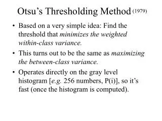 Otsu’s Thresholding Method