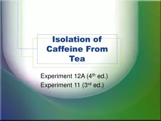 Isolation of Caffeine From Tea