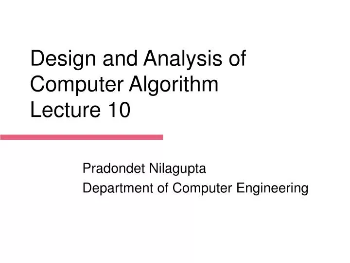design and analysis of computer algorithm lecture 10