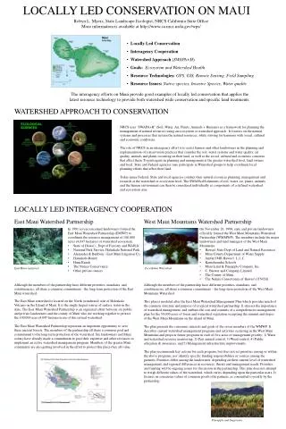 LOCALLY LED CONSERVATION ON MAUI