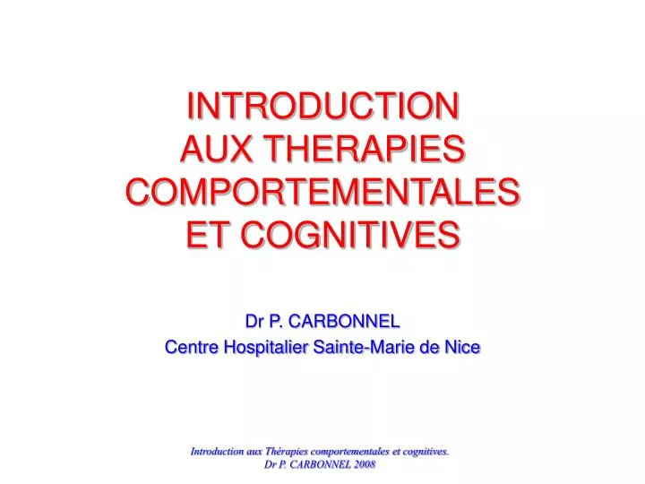 introduction aux therapies comportementales et cognitives