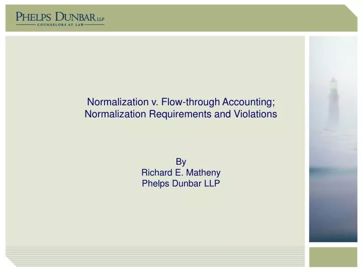 normalization v flow through accounting normalization requirements and violations