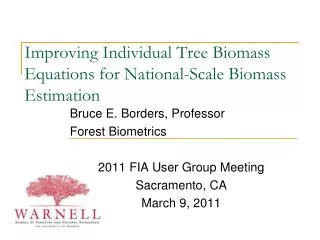 Improving Individual Tree Biomass Equations for National-Scale Biomass Estimation