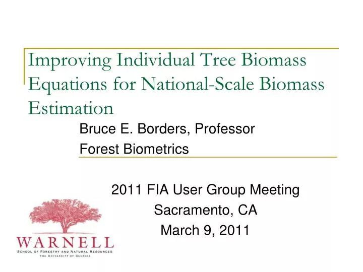 improving individual tree biomass equations for national scale biomass estimation