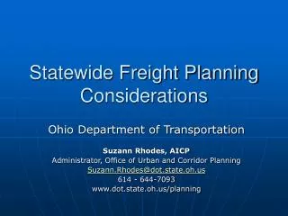 Statewide Freight Planning Considerations